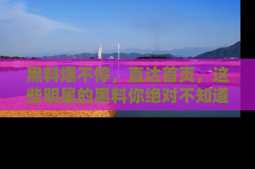 黑料爆不停，直达首页，这些明星的黑料你绝对不知道！