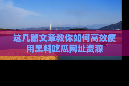 这几篇文章教你如何高效使用黑料吃瓜网址资源